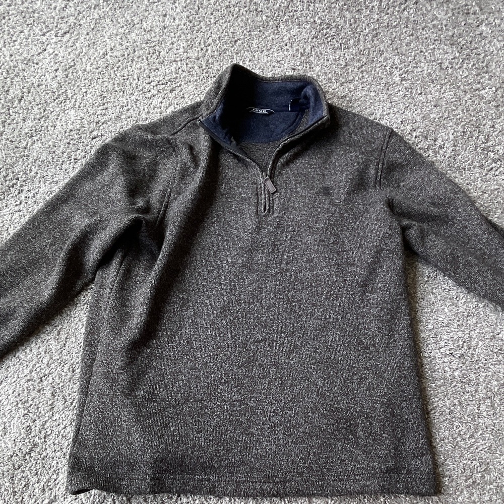 IZOD Gray Knit 1/4 Zip Mock Neck Pullover Sweater Long Sleeve Men's M Regular
